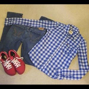Hollister gingham button up shirt